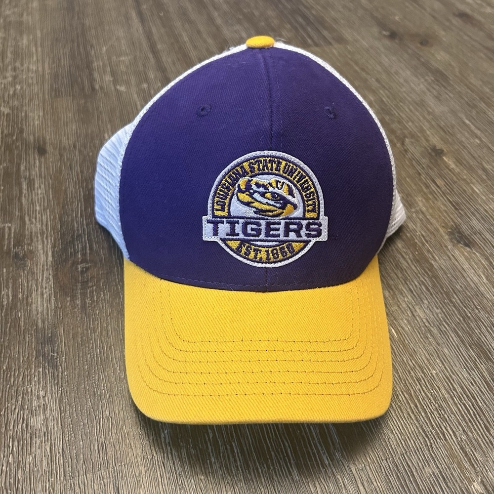 LSU Tigers‎ Trucker Snapback Hat Purple Gold White Mesh Adjustable Cap NCAA